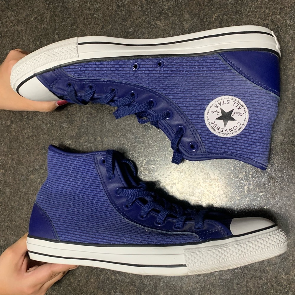 Converse Leather Trim Blue Canvas Weave